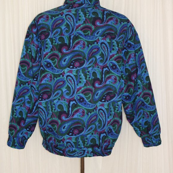 1980s Vintage Size S-L Psychedelic Funky Paisley Patterned Bomber - Picture 6 of 6